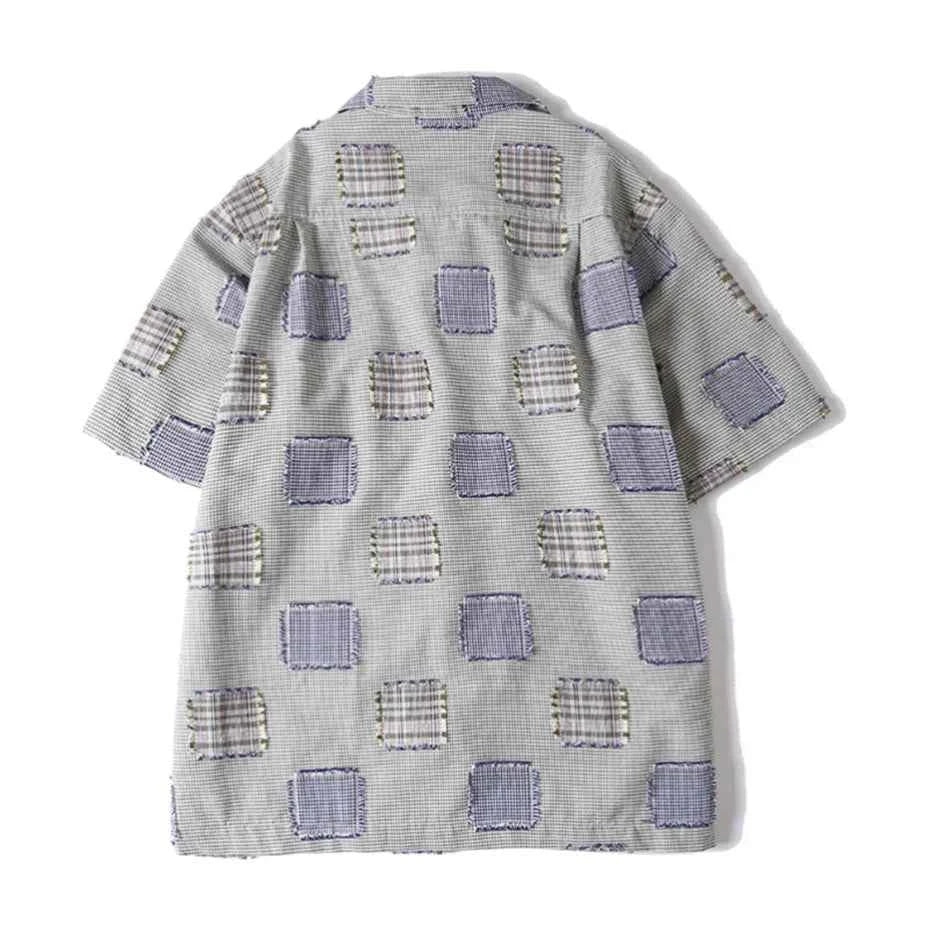 Sweet Oversized Effortless Plaid Patch Cotton Shirt