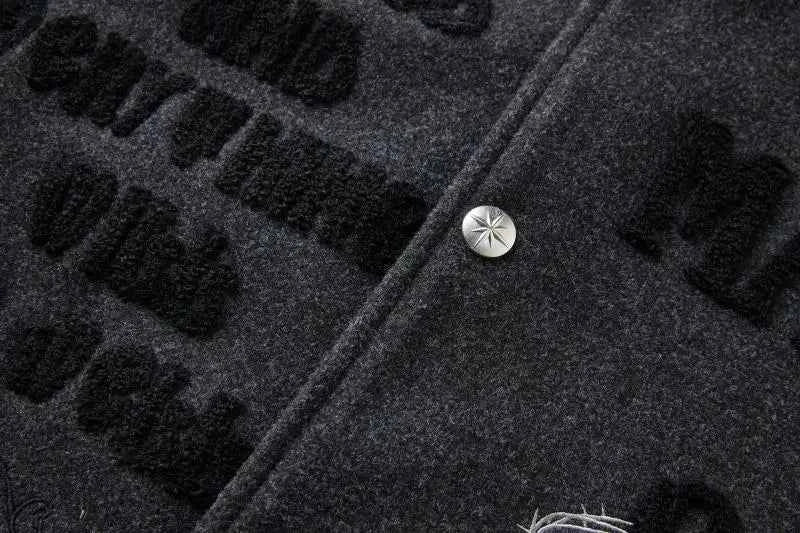 Embroidered Woolen Splice Hip Hop Varsity Jacket