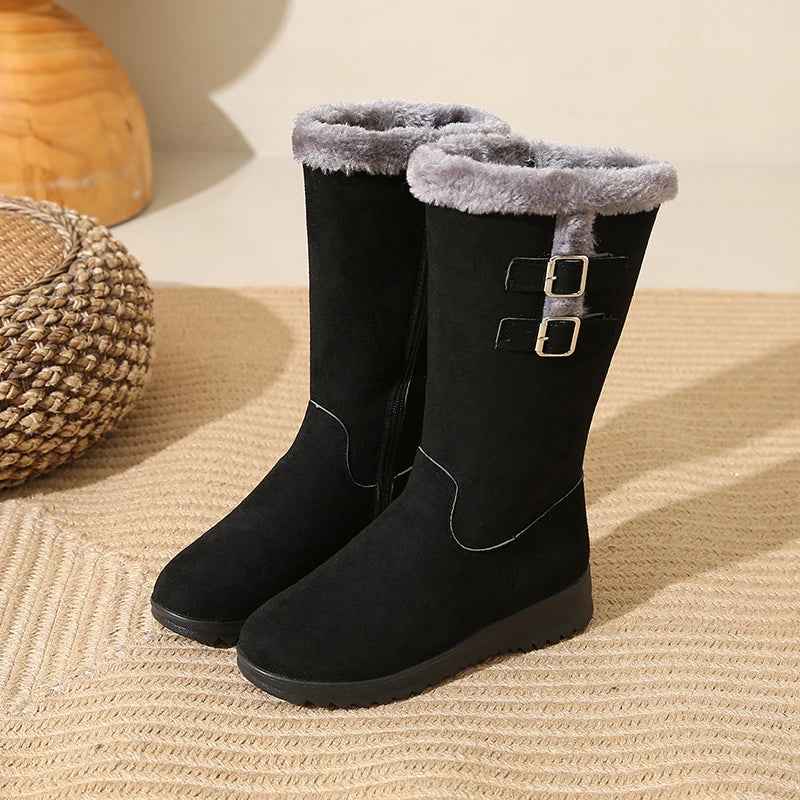 Classic Mid Calf Plush Snow Zipper Boot