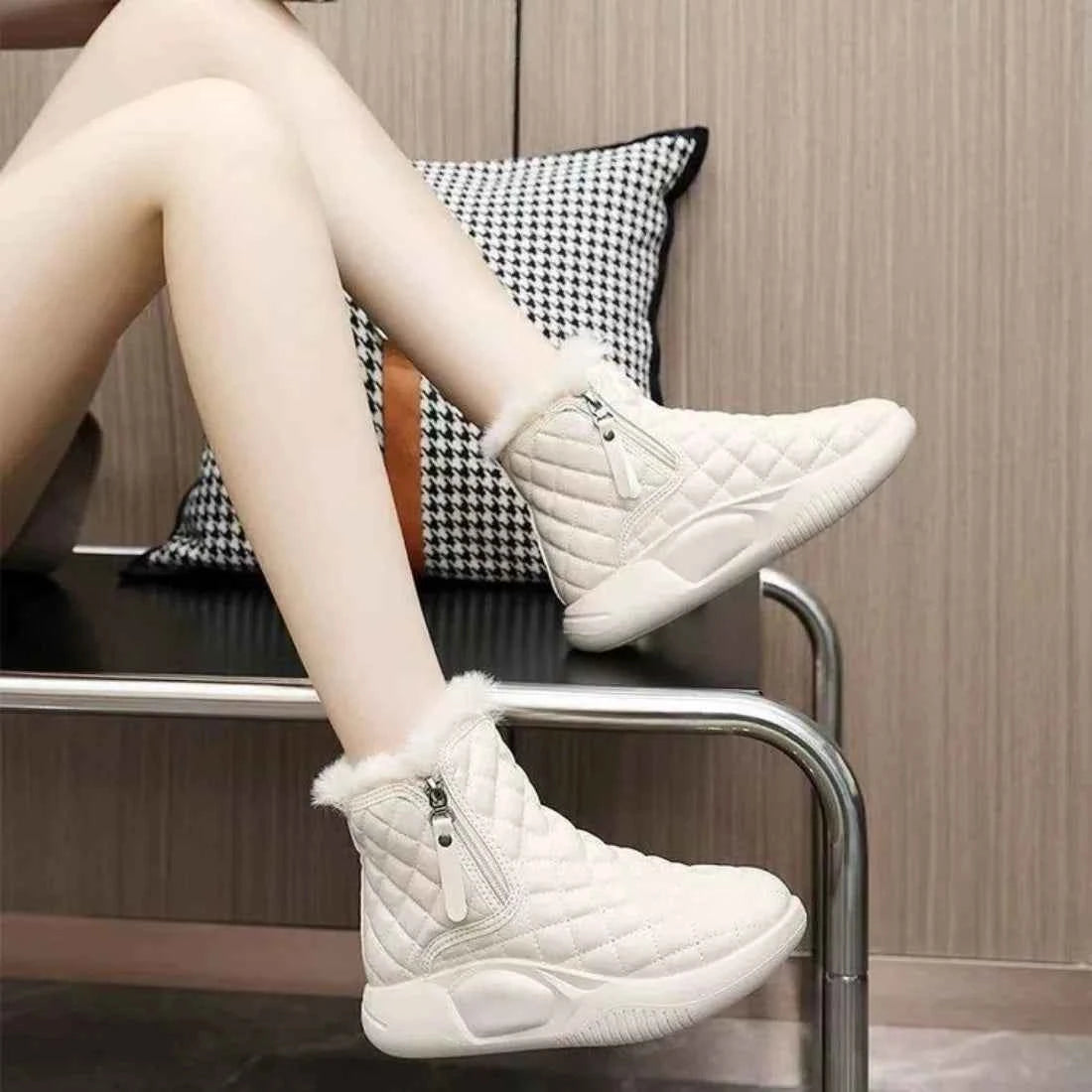Chunky Winter Quilted Snow Zipper Boot