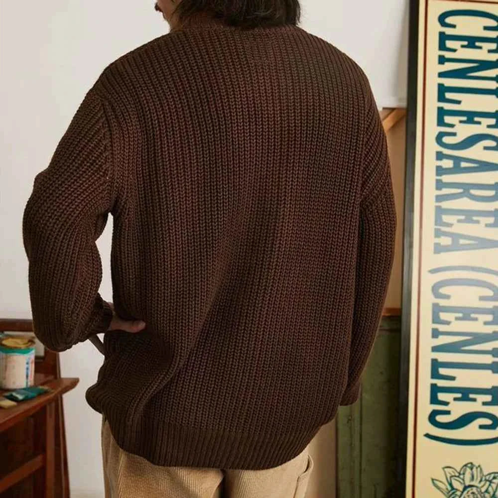 Classic Knitted Letter Badge V-Neck Sweater