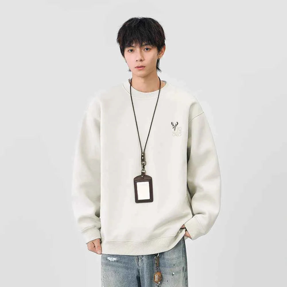 Cozy Embroidered Logo Crew Neck Sweatshirt