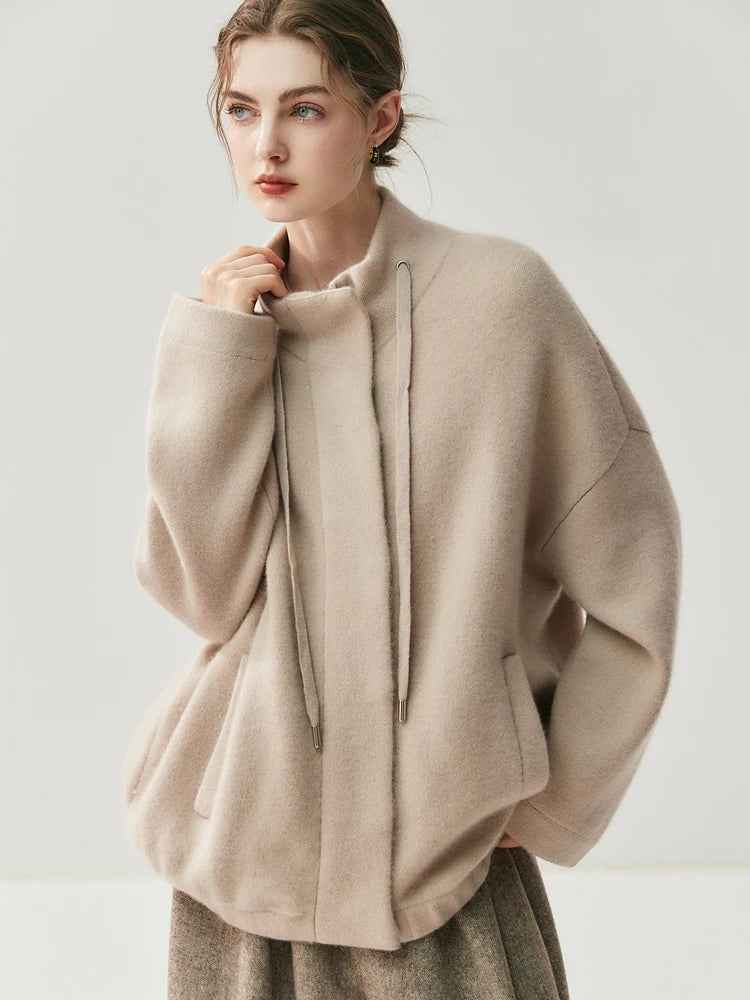 Lightweight Mock Neck Thick Zipper Cardigan