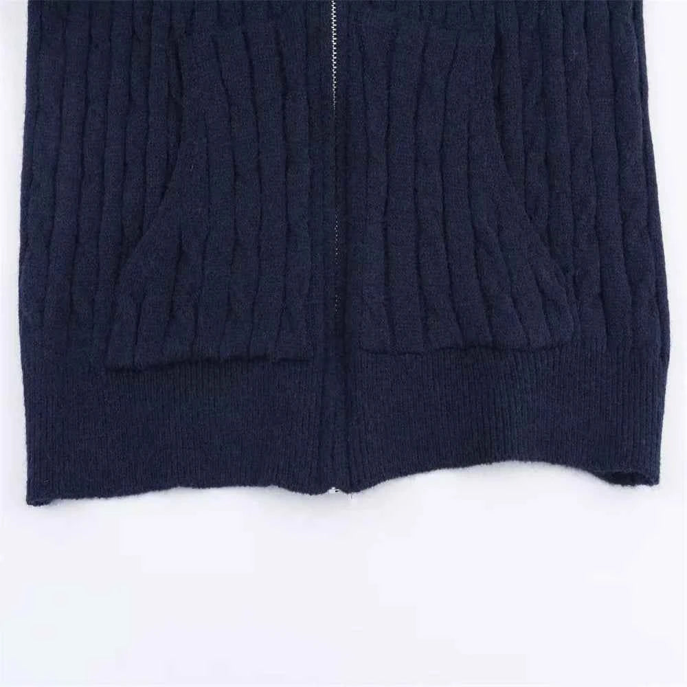Effortless Slim Fit Zipper Hooded Cardigan