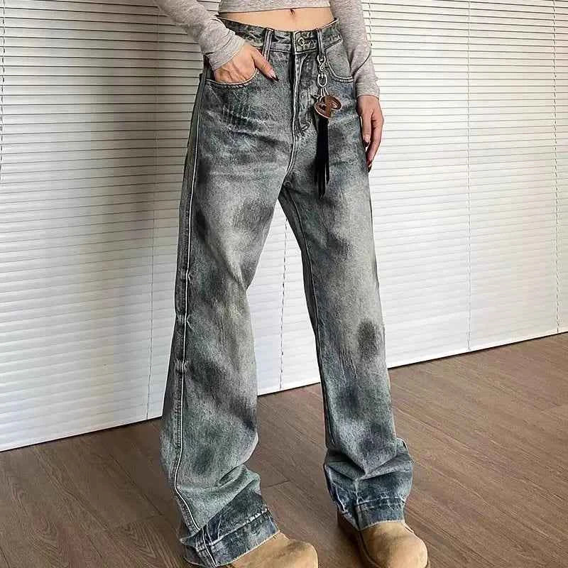 Streetwear Stylish Retro Vintage Straight Leg Jeans