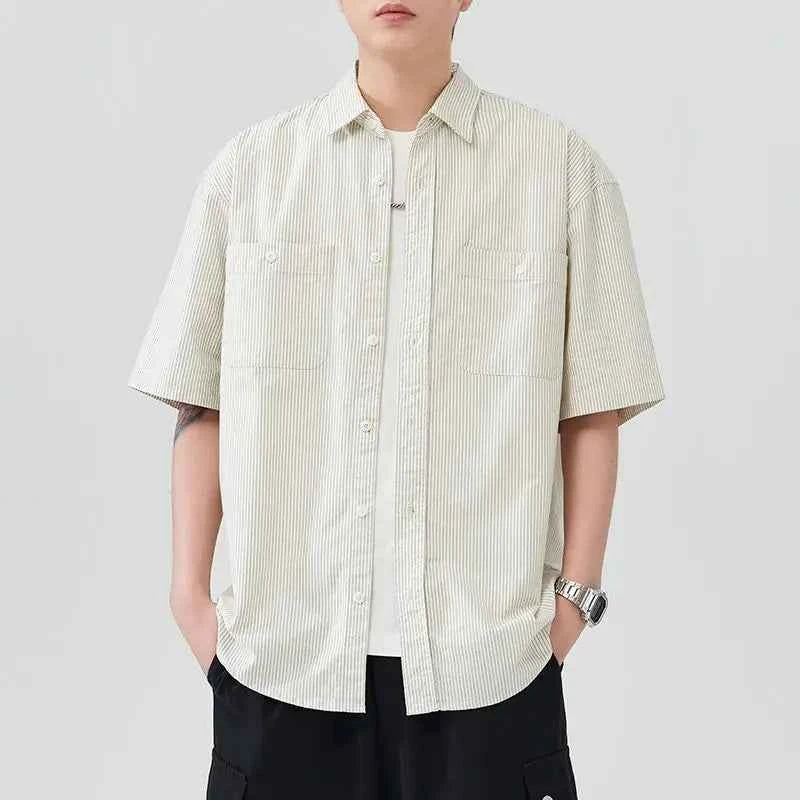Streetwear Versatile Casual Short Sleeve Striped Shirt