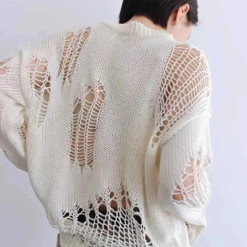 Women Autumn Hollow Out Knitted Sweater