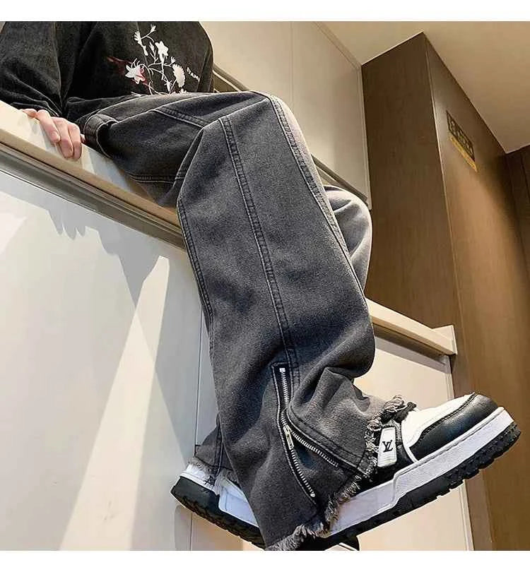 Men's Trendy Streetwear Zipper Denim Jeans