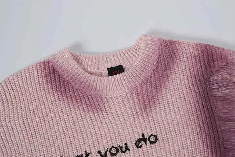 Lightweight Distressed Hip Hop Tie Dye Knit Sweater