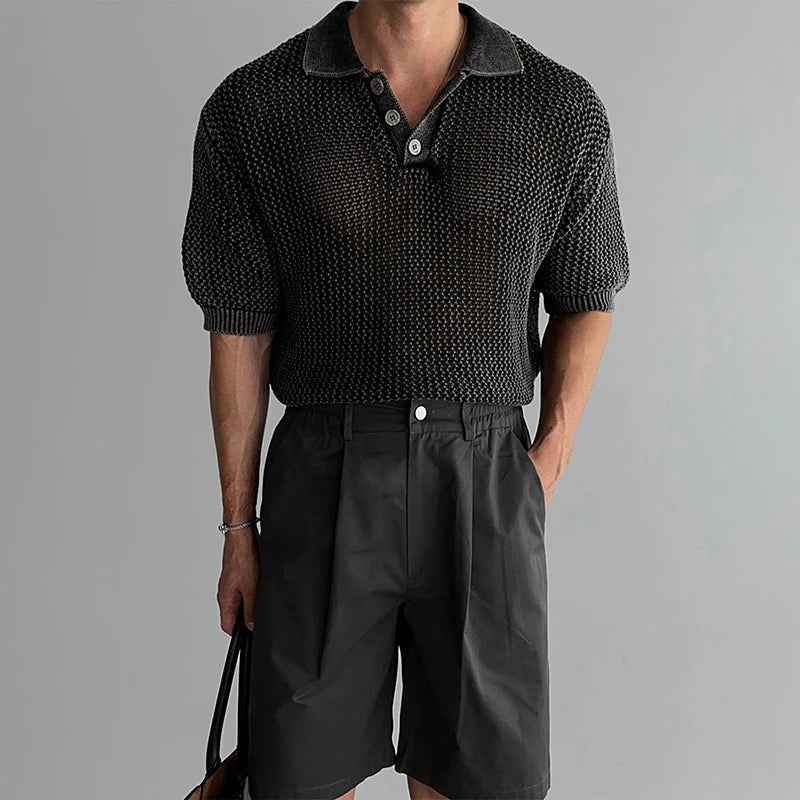 Casual Relax Luxury Hollow Out Style Polo T-Shirt