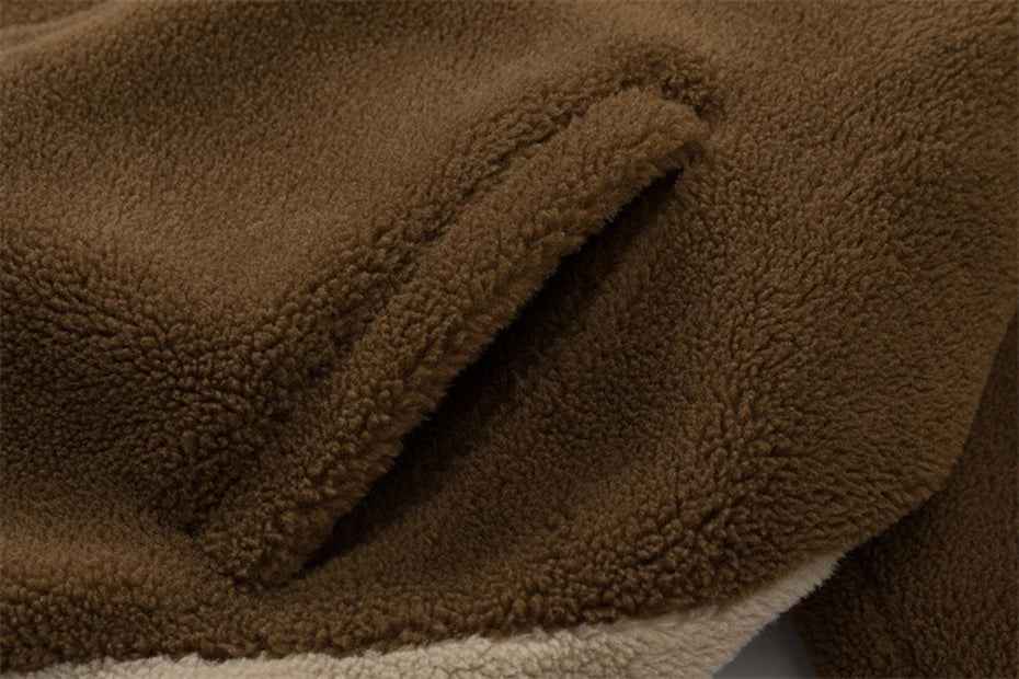 Breathable Cozy Plush Fleece Color Block Furry Jacket