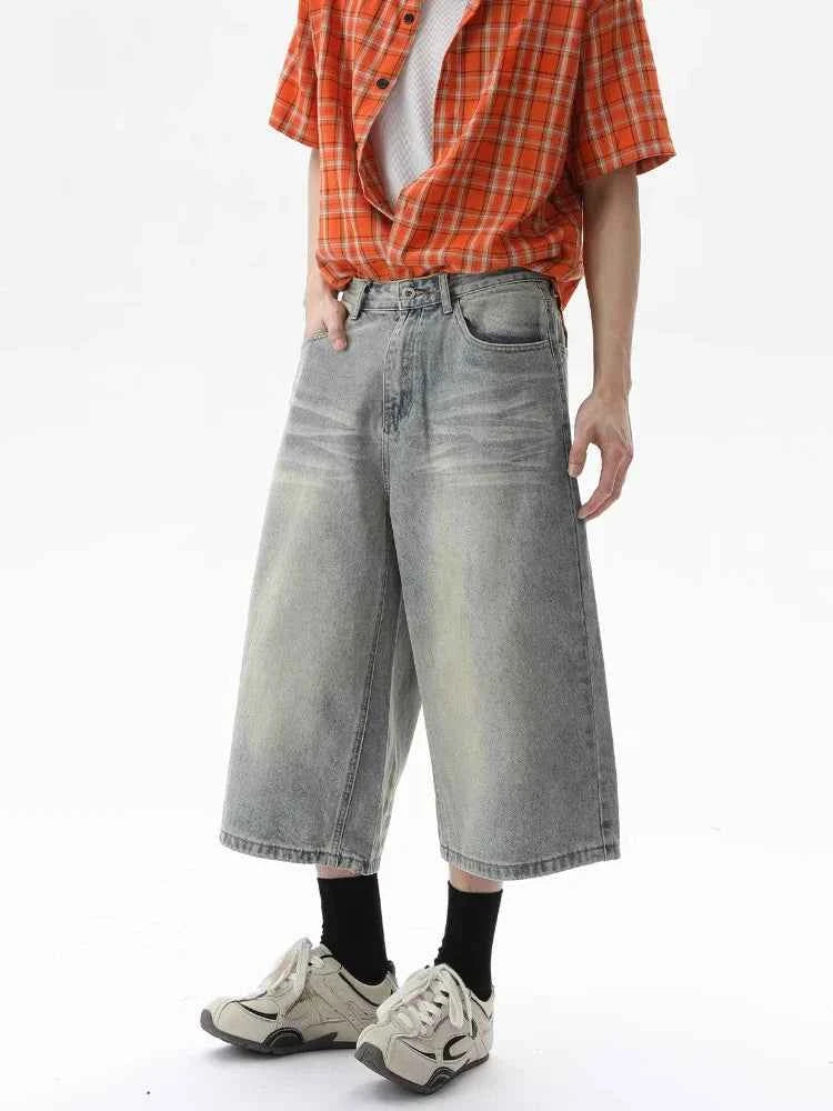 Effortless Versatile Cropped Wide Leg Denim Jorts