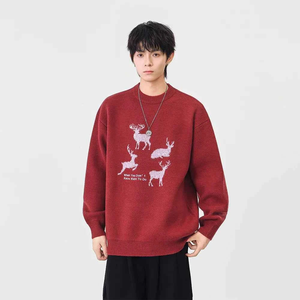 Comfortabl Deer Santa Print Sweater