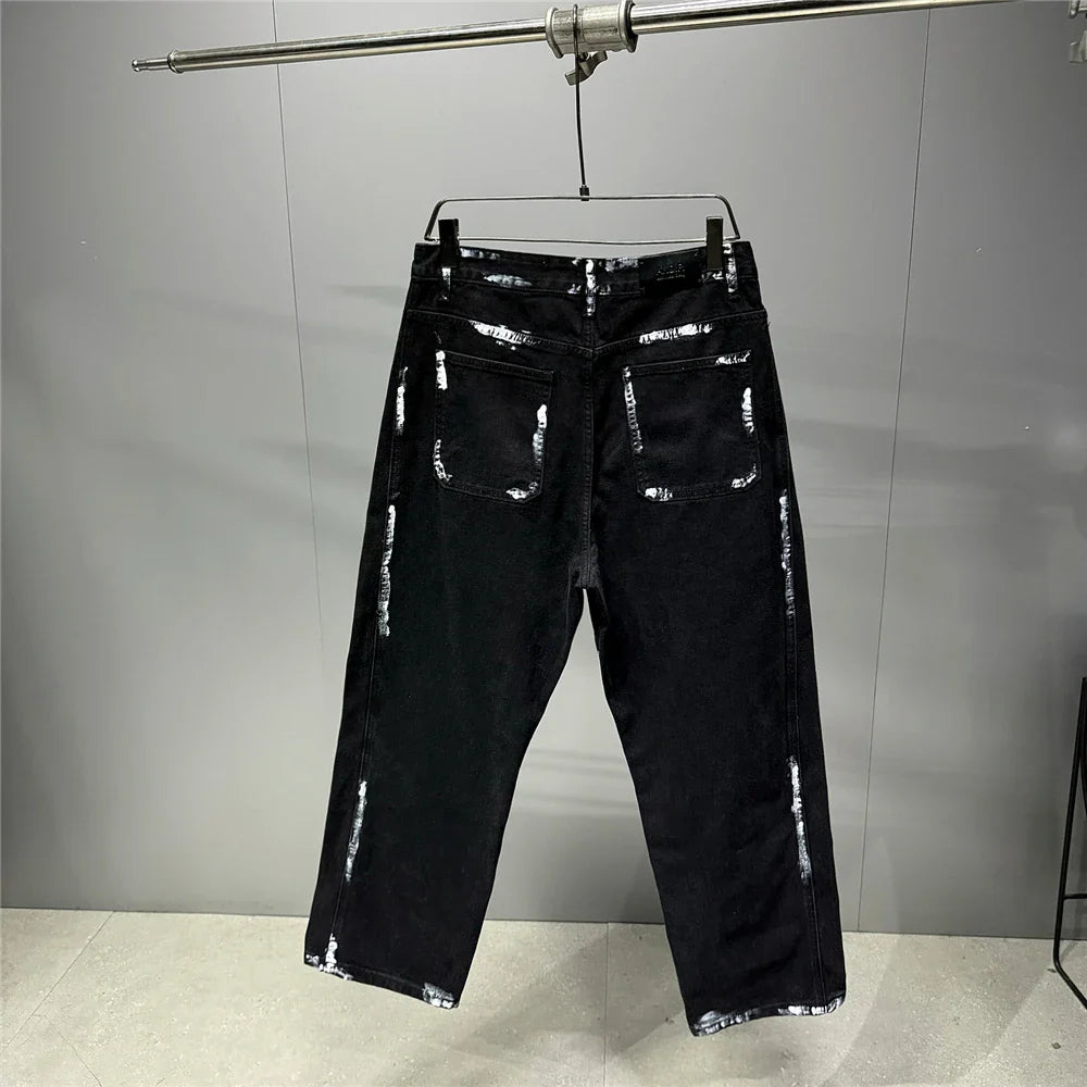 Ebony Black Splash Paint Style Pants