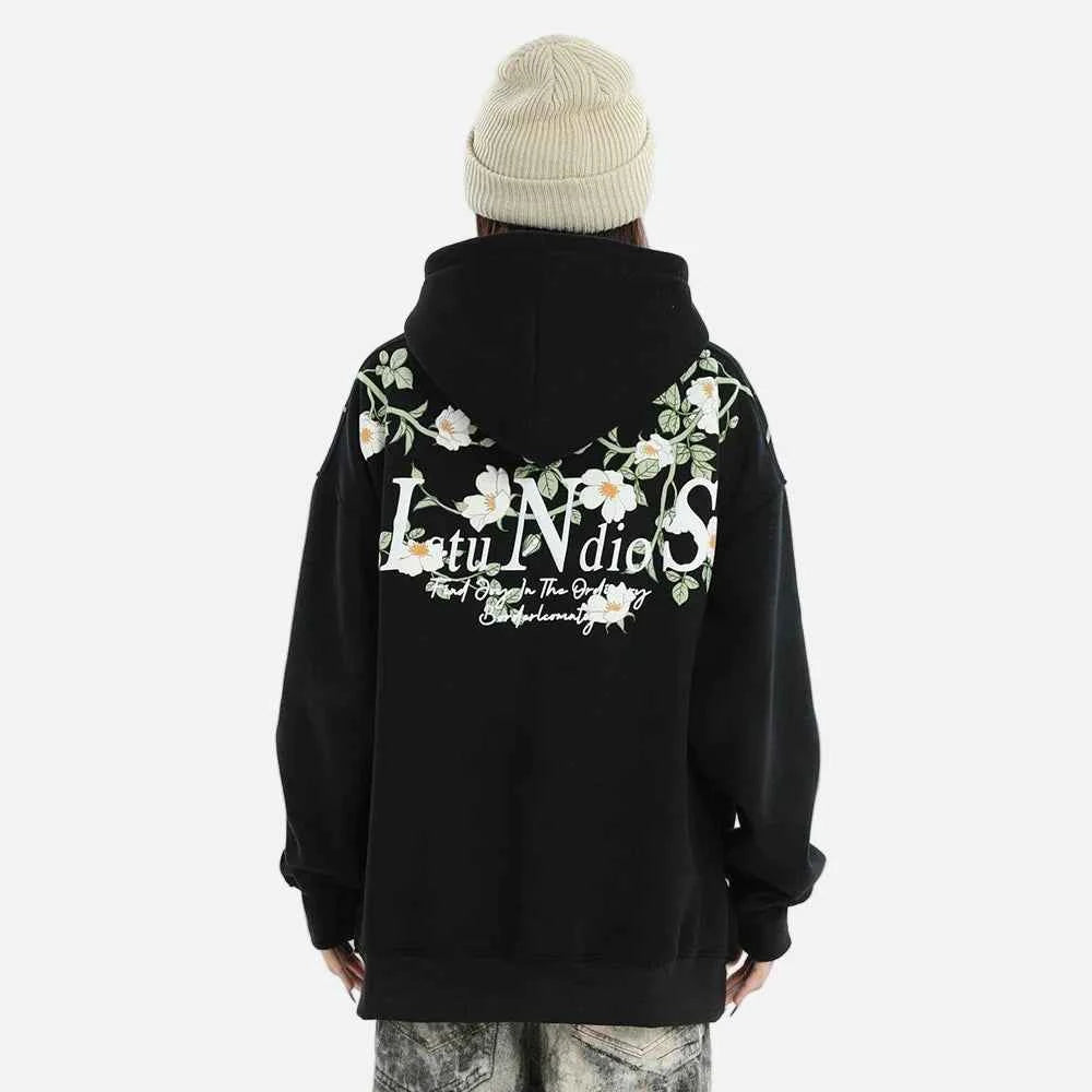 Embossed Flower Vine Velvet Hoodie
