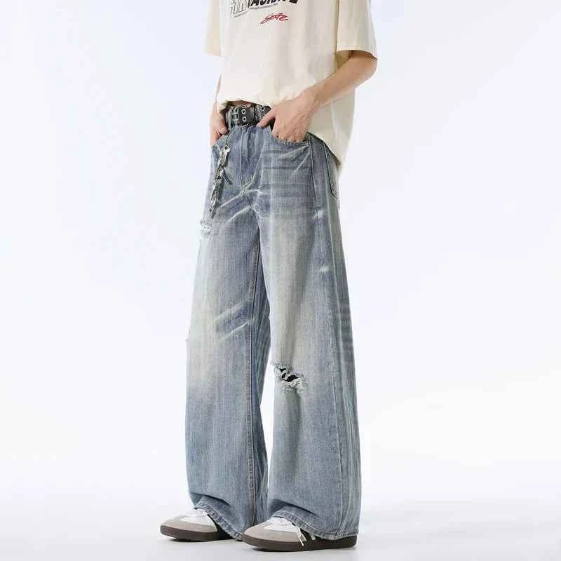 Summer Ripped Hole Wide Leg Jeans
