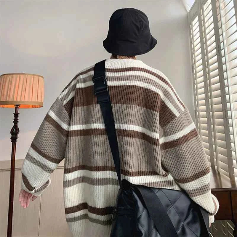 Retro Stripe Pullover Lovers Sweater
