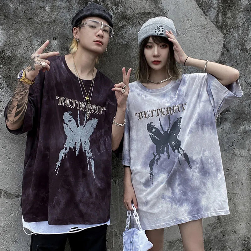 Tie Die Butterfly Graphic Loose T-Shirt