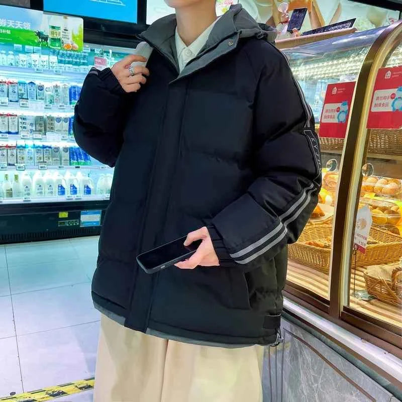 Warm Cotton Striped Sleeve Puffer Jacket