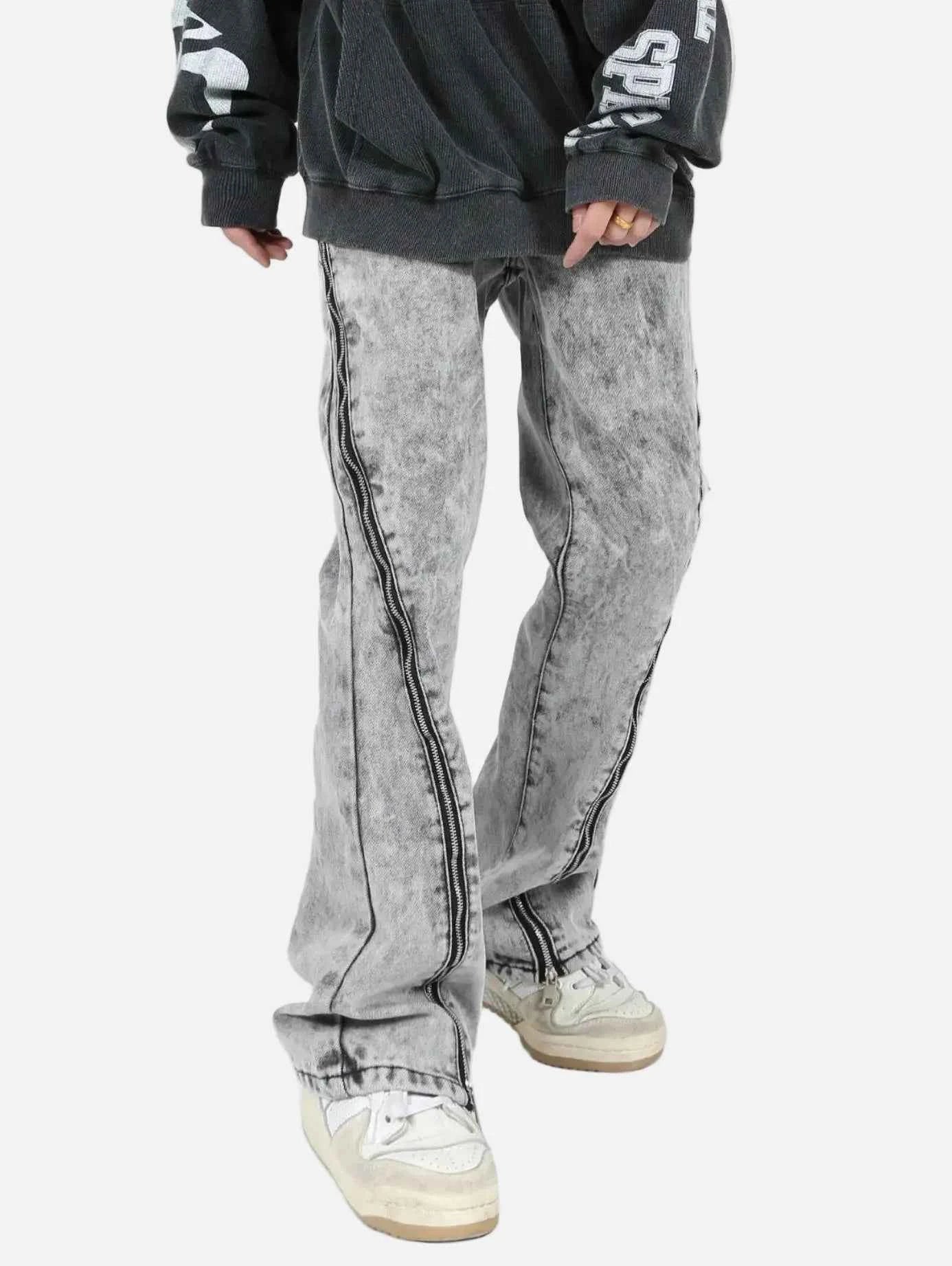 Versatile Acid-Wash Flared Denim Jeans