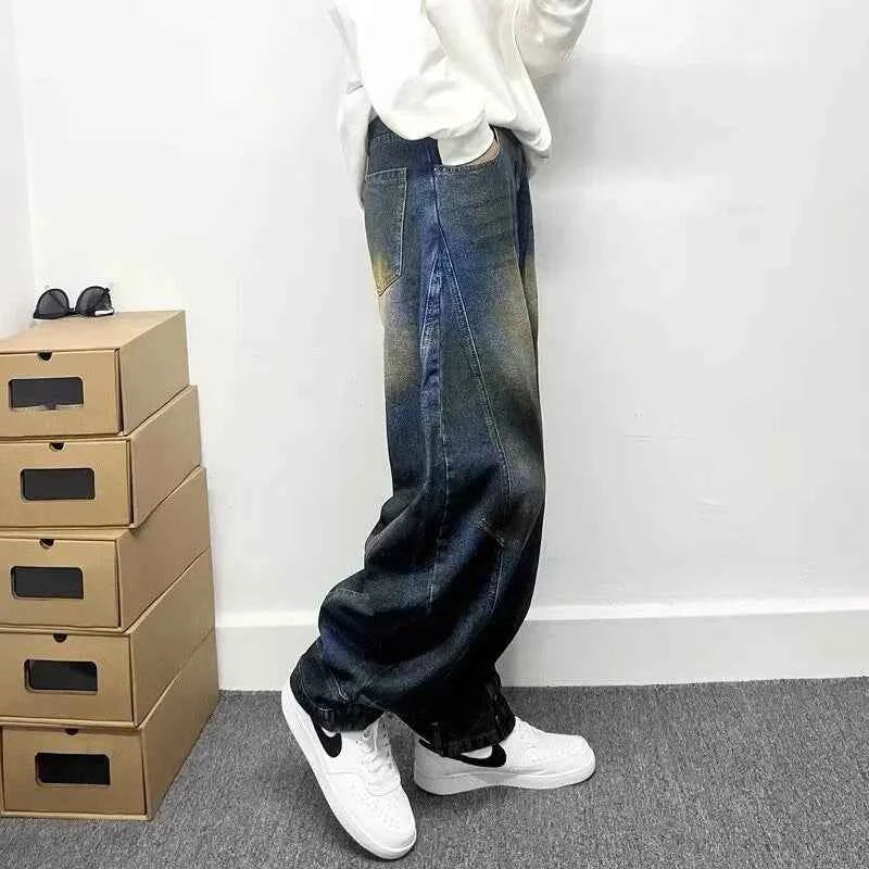 Cool Retro Graffiti Painted Punk Baggy Jeans