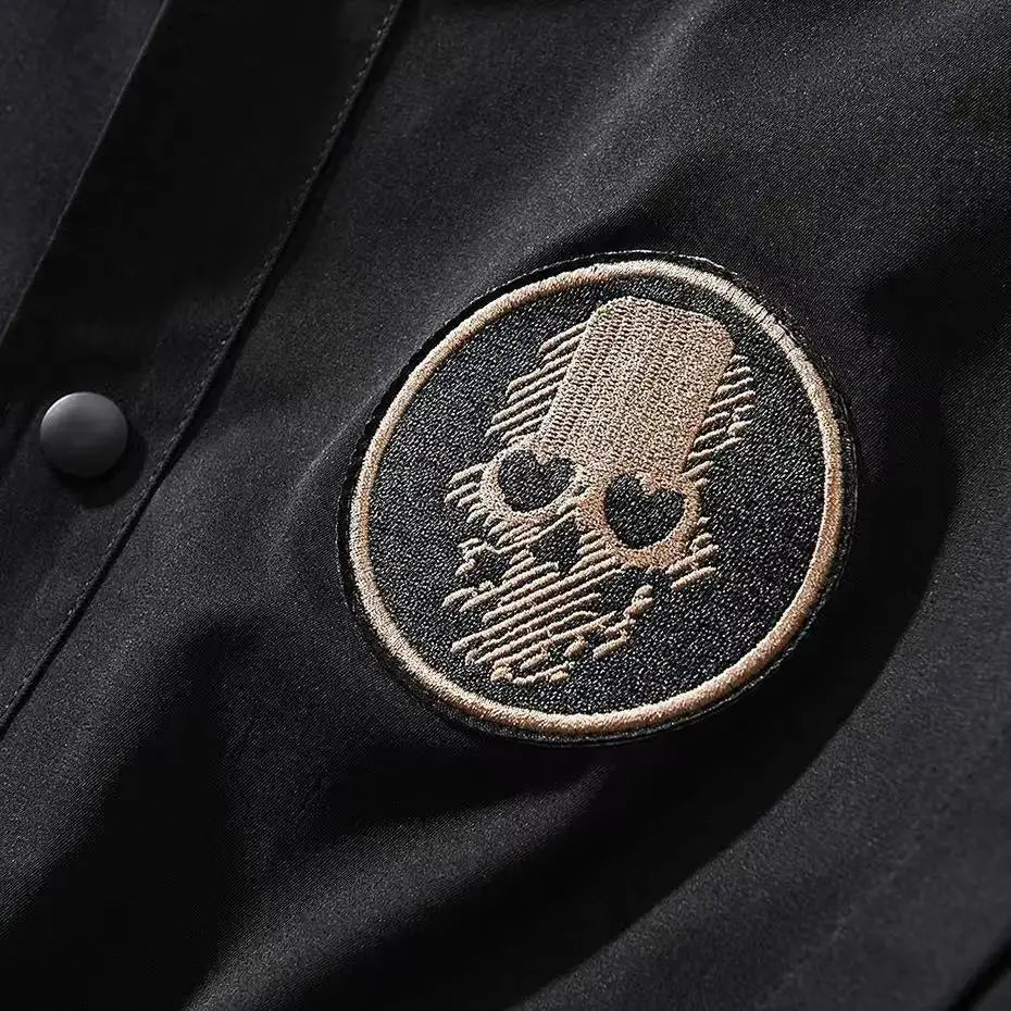 Devil Skull Button-Up Bomber Jacket