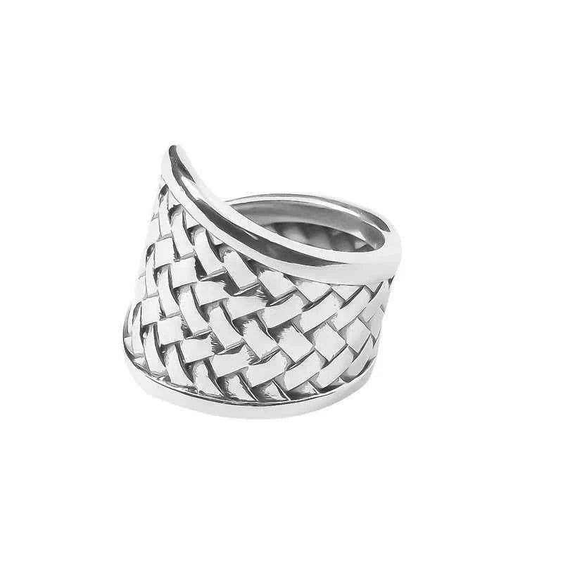 Women Sterling Silver Irregular Geometric Ring