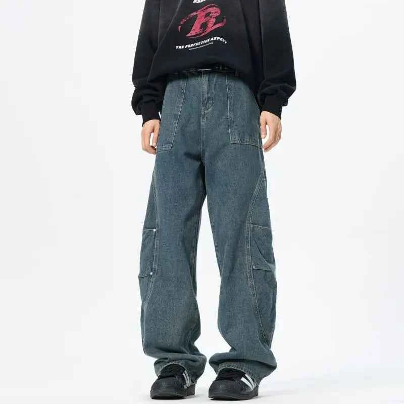 Personality Patchwork Baggy Straight Jeans