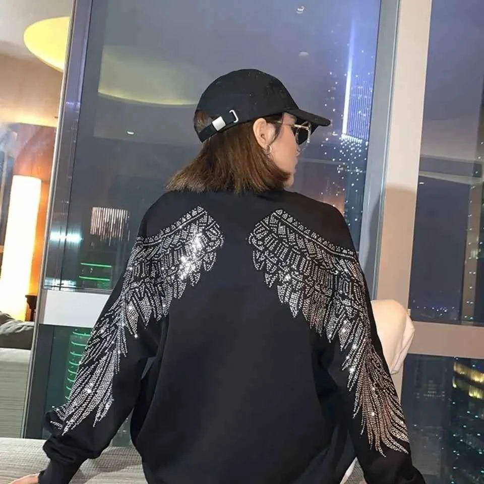 Diamond Angel Wing Loose Sweatshirt