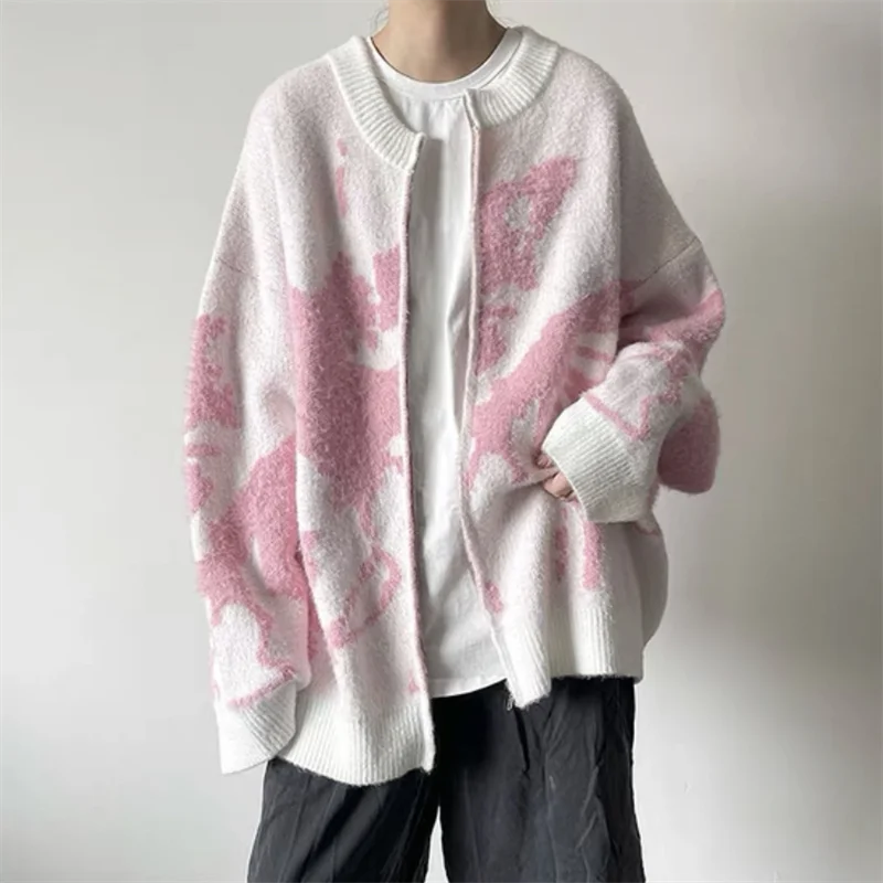 Cozy Knit Contrast Paneled Zipper Cardigan - Luxuryurbanwear