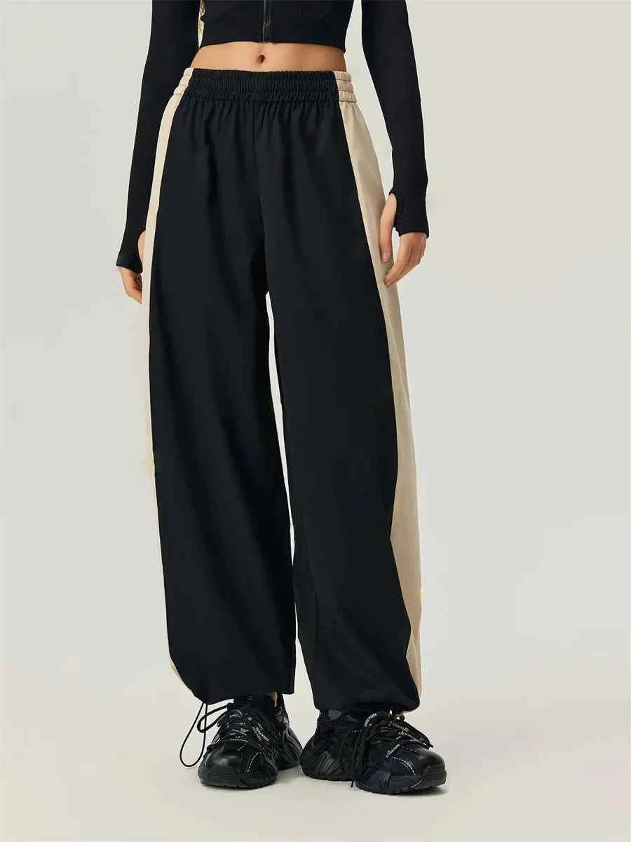 Color Block Elastic Waist Retro Sweatpants