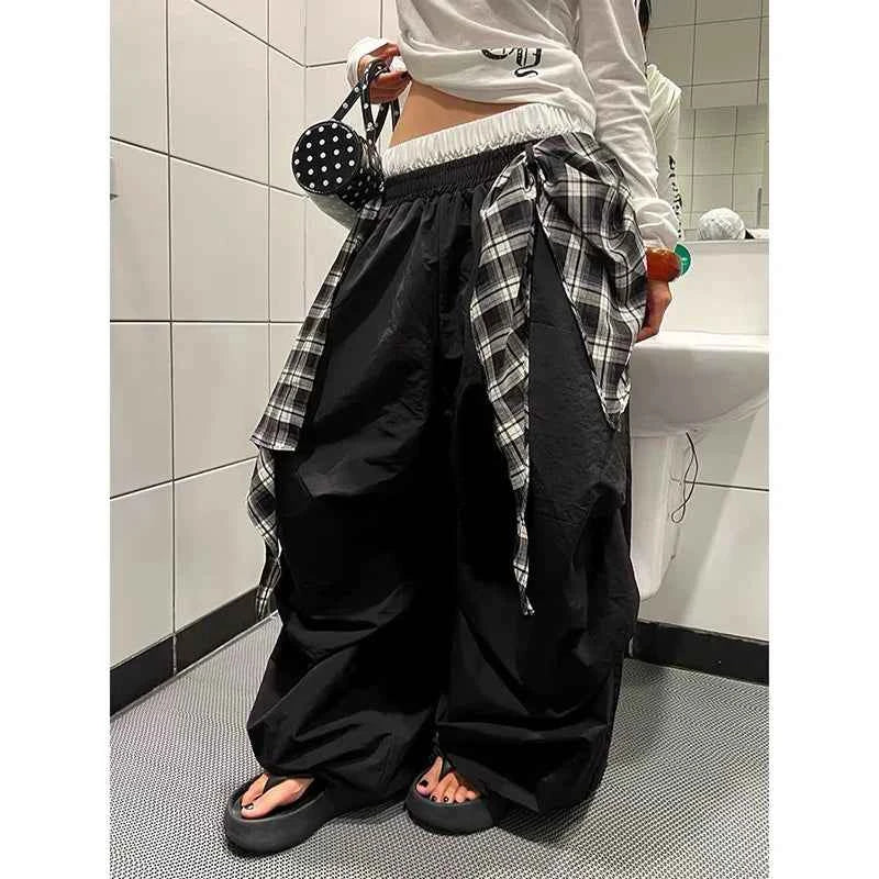 Insulated Black Baggy Parachute Wide Leg Jogger