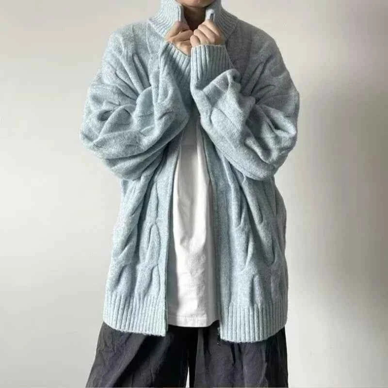 Autumn Retro Loose Stand Collar Knitted Cardigan