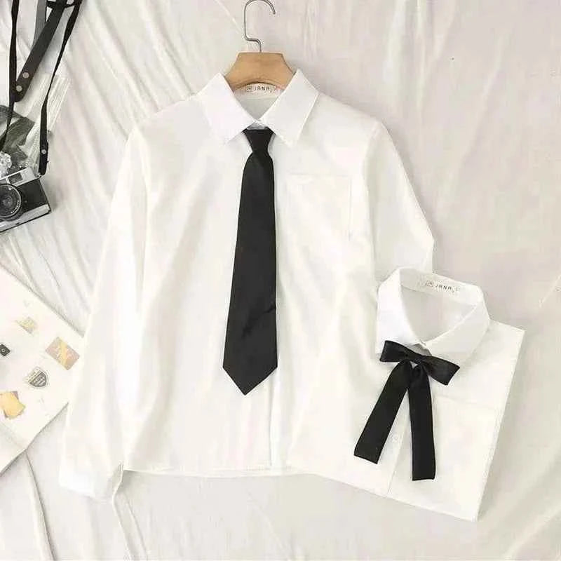 Plain White Oversized Shirt With Tie