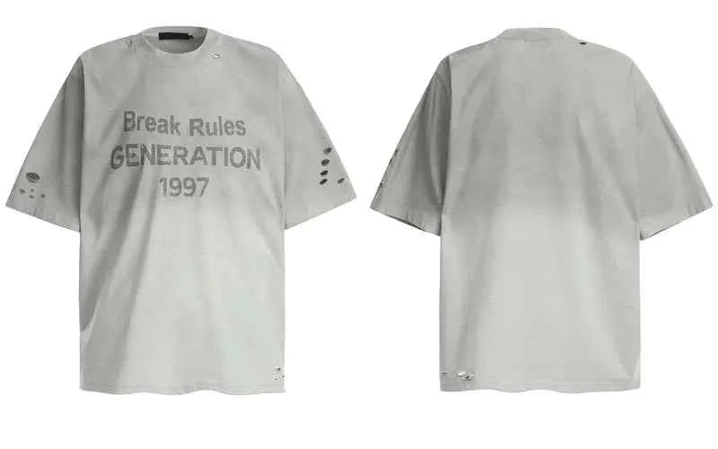 Stylish Y2K Grunge Graphic Tie Dye Ripped T-Shirt