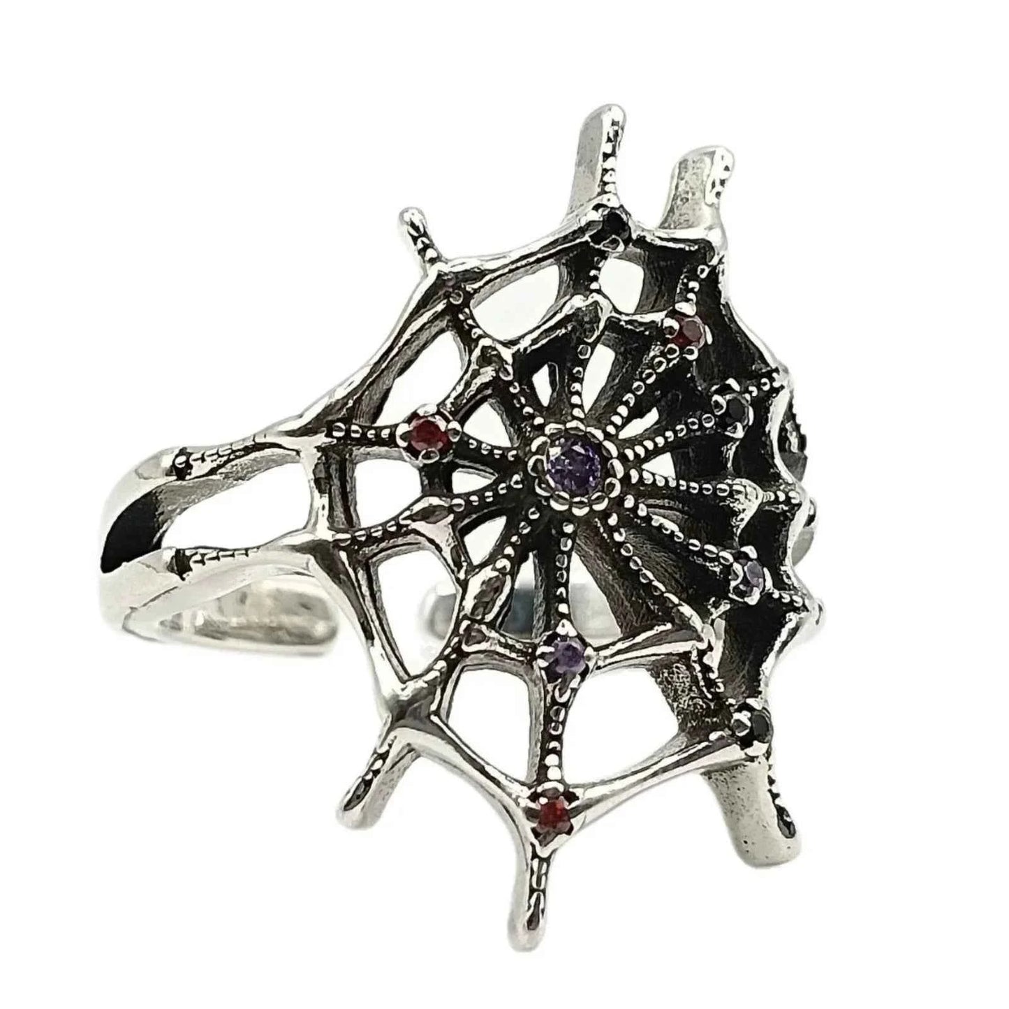 Adjustable Spider Web Geometric Ring