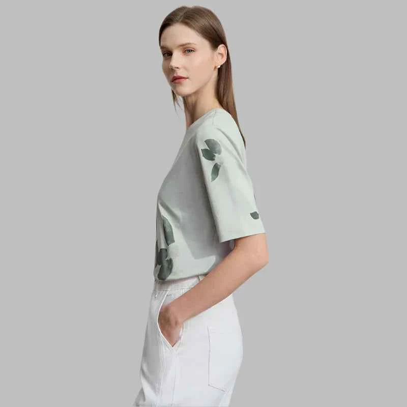 Floral Print Round Neck Summer T-Shirt