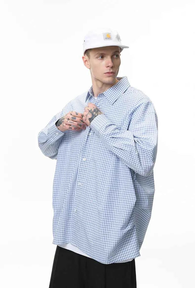Essential Checkered Pleated Cotton Long Sleeve Shirt
