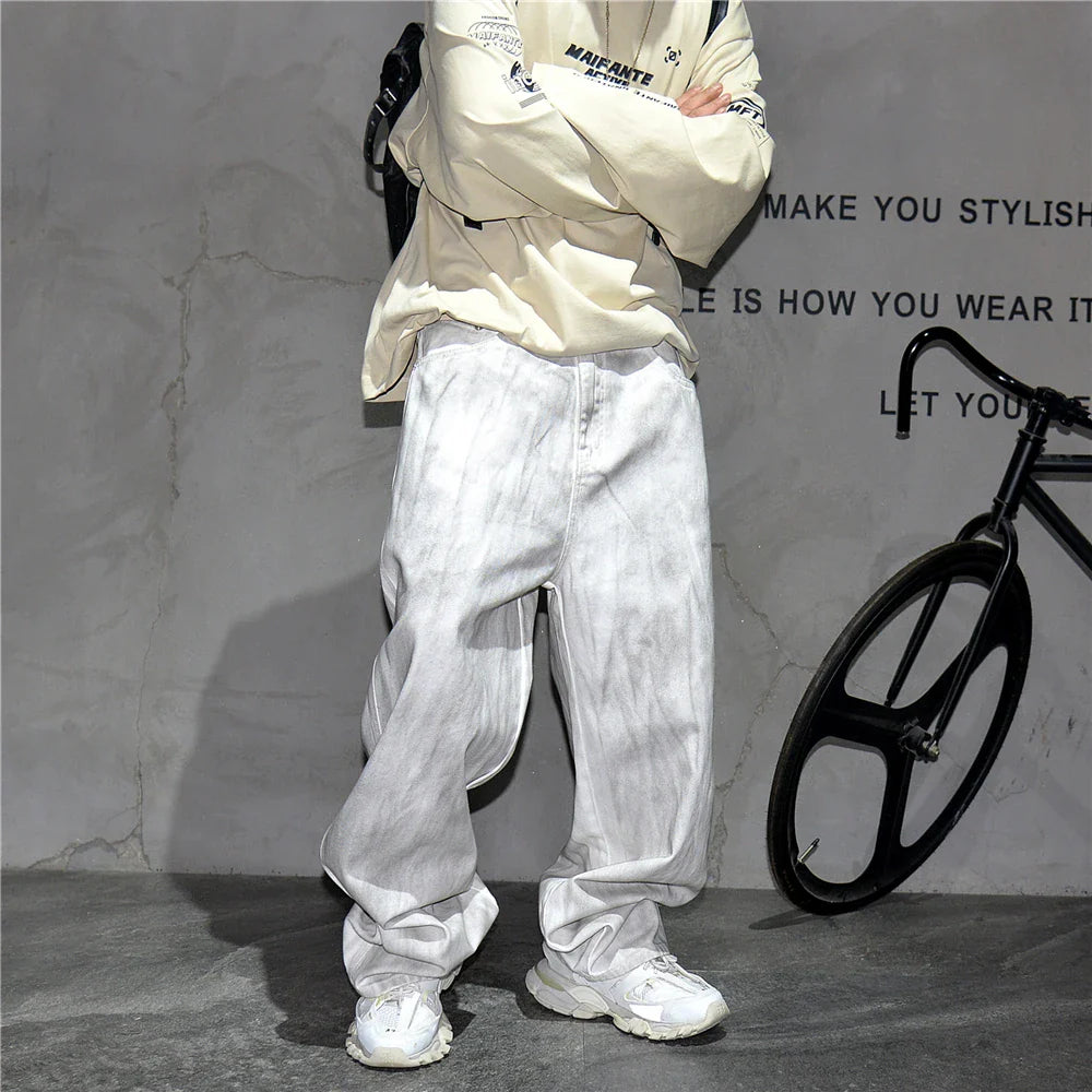 Distressed Dirty White Baggy Pants