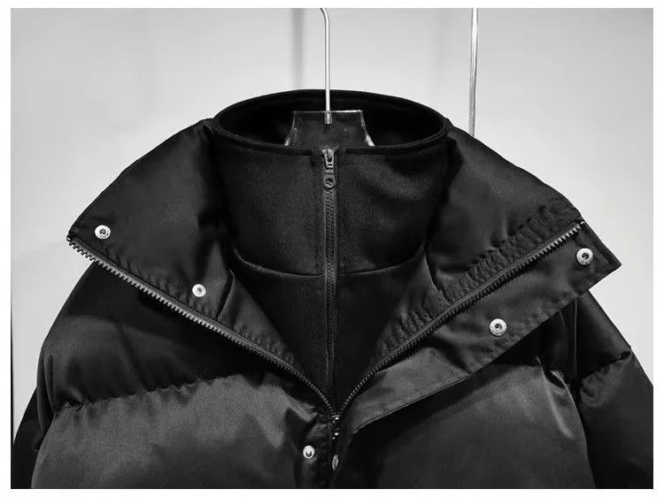Pitch Black Standing Collar Padded Jacket