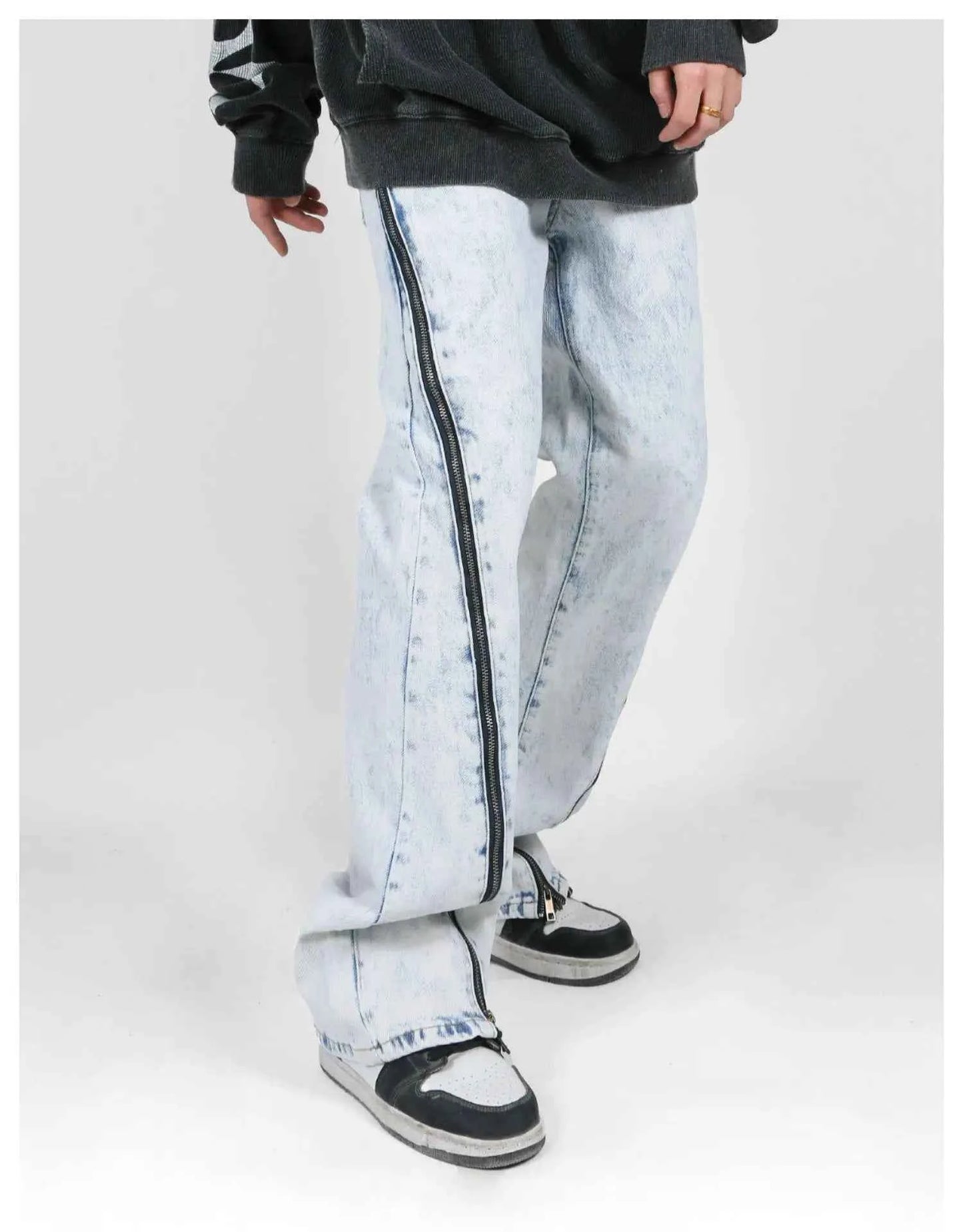 Versatile Acid-Wash Flared Denim Jeans