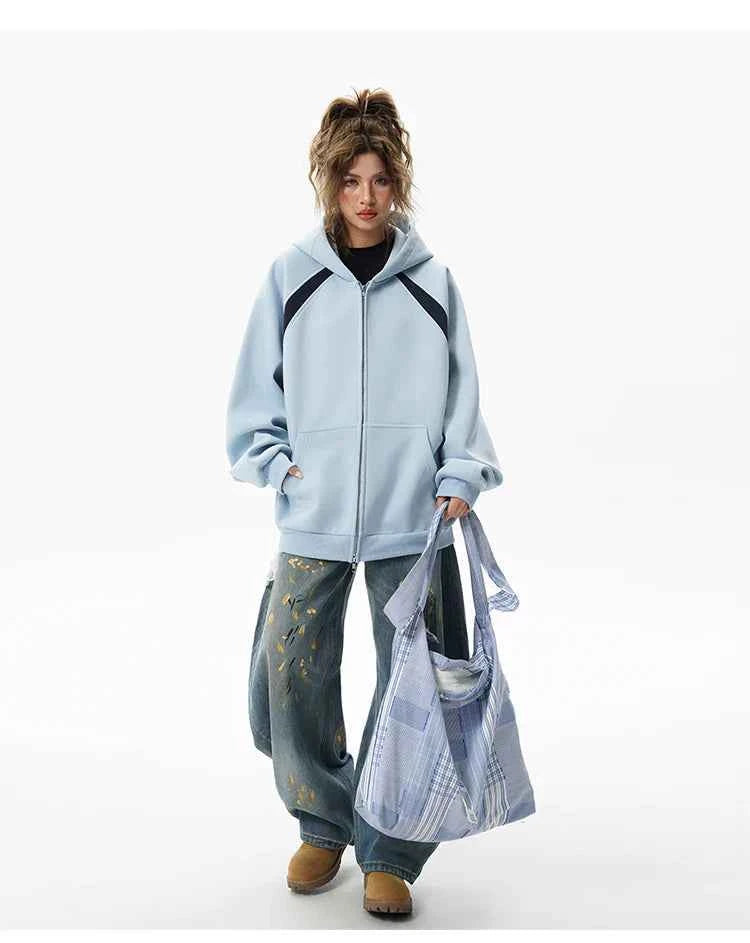 Y2K Minimalist Solid Color Casual Sweatshirt