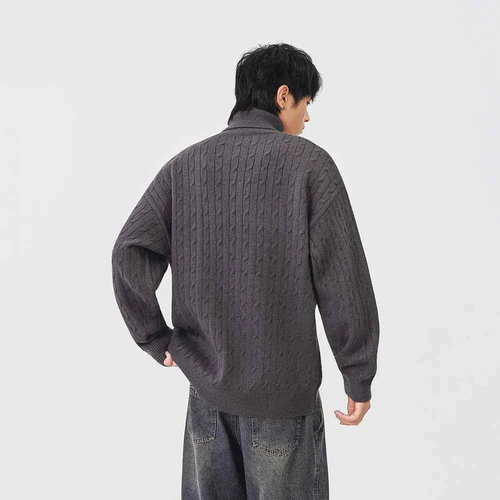 Cozy Cable Knit High Neck Turtleneck Sweater