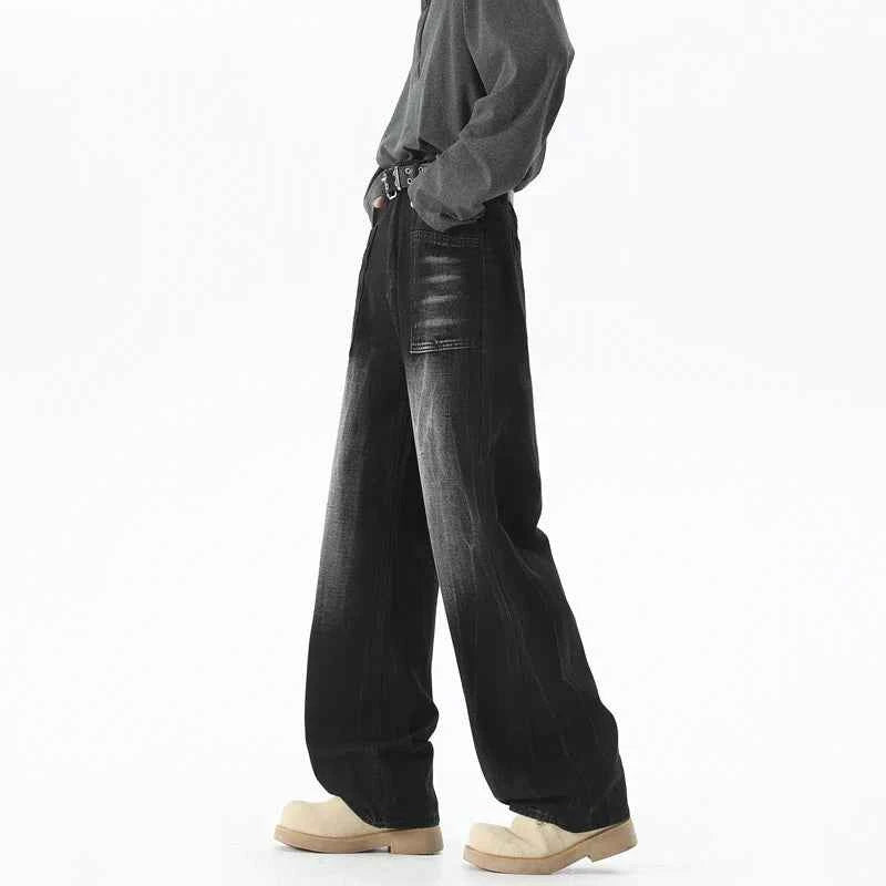Streetwear Black Washed Baggy Denim Jeans