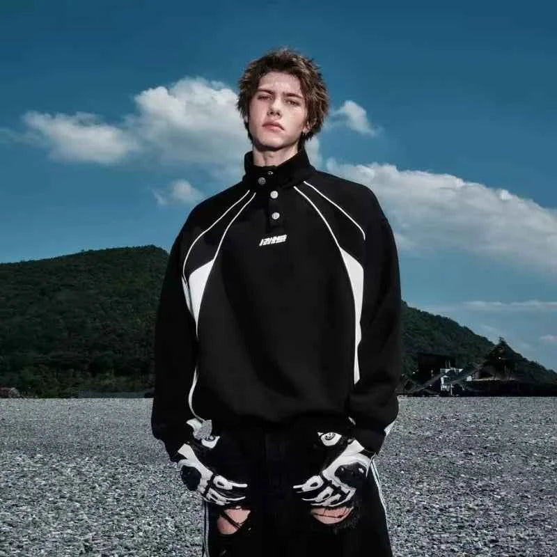 Y2K Streetwear High Collar Casual Long Sleeve Sweatshirt