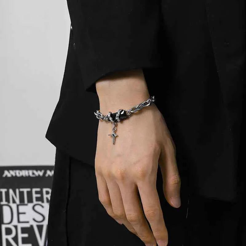 Black Zircon Star Titanium Bracelet