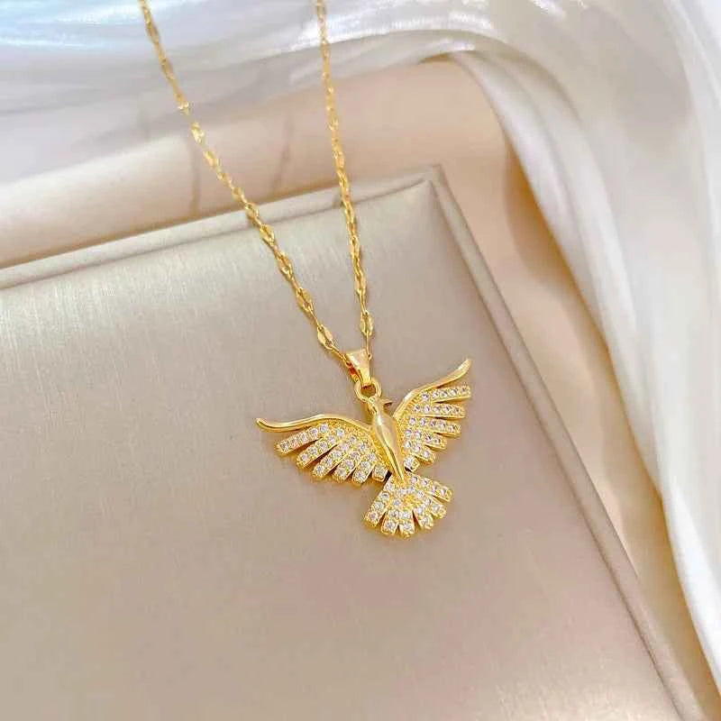 Stainless Steel Phoenix Eagles Pendant Necklace
