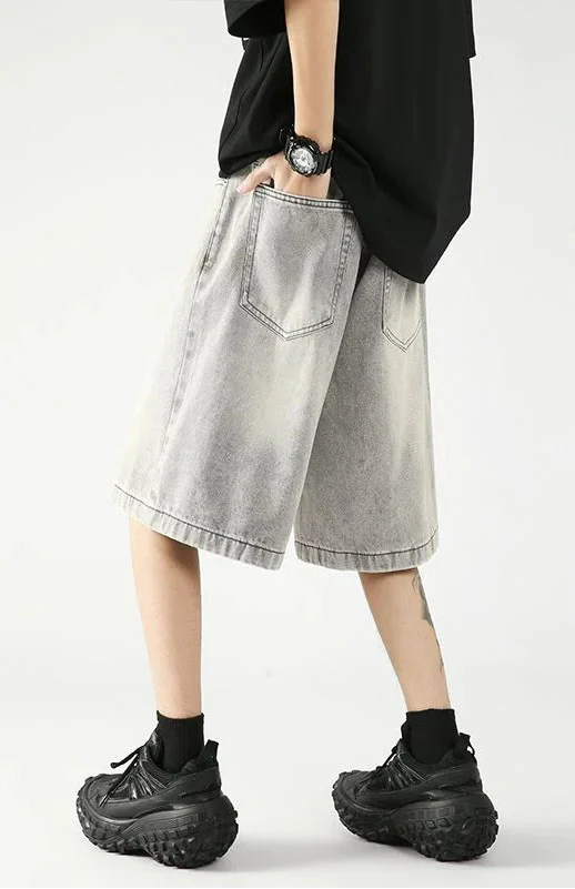 Streetwear Loose Straight Leg Denim Short - Luxuryurbanwear