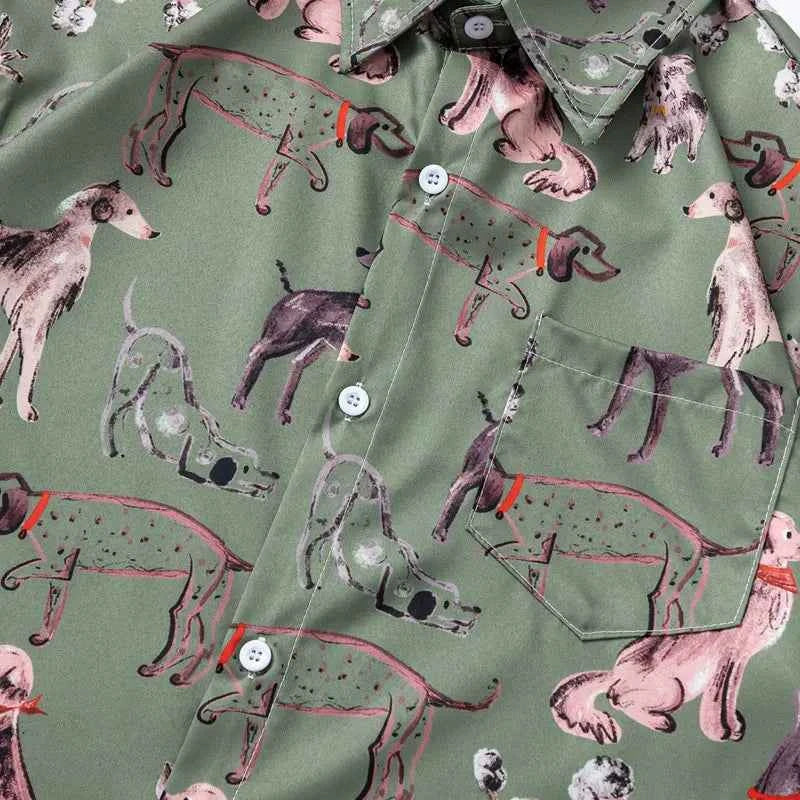 Vibrant Durable Graffiti Dog Graphic Short Sleeve Shirt