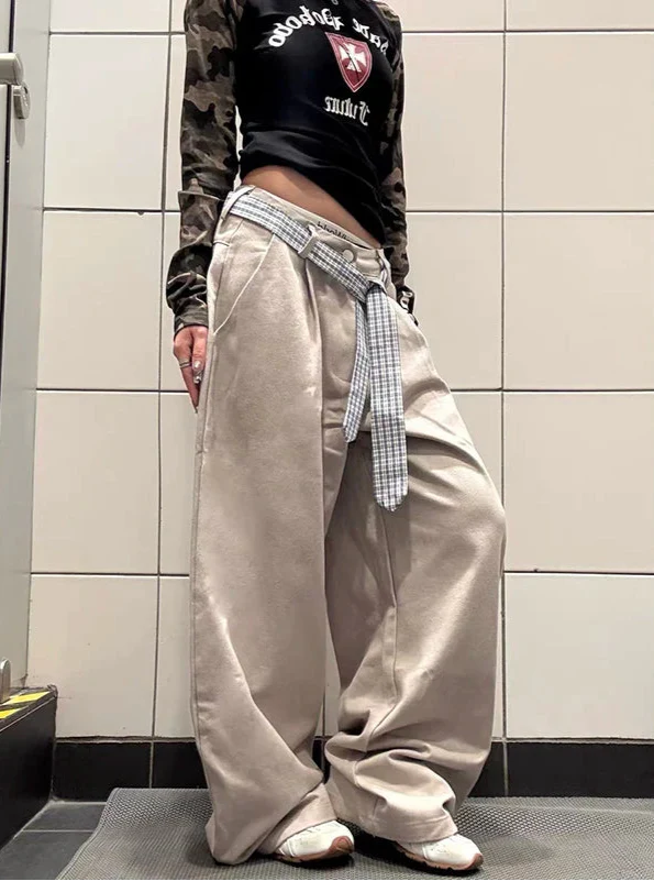 Y2K Japanese 2000s Style elastic band Wide Leg Jogger - Luxuryurbanwear